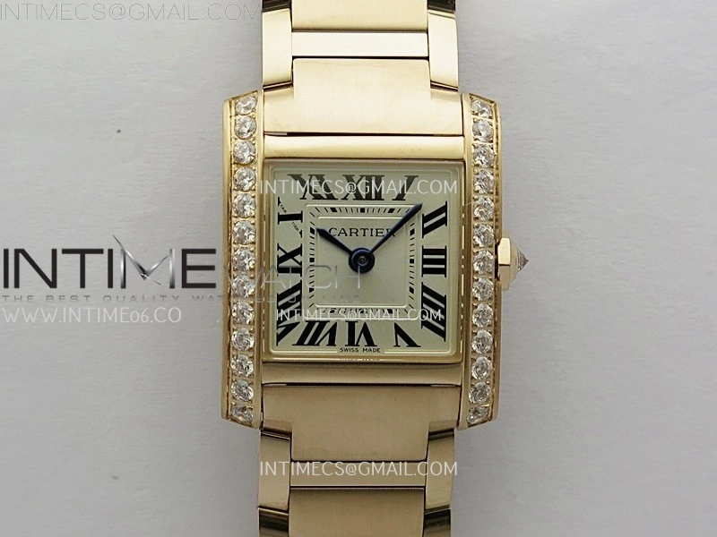 Tank Francaise Ladies 21.2mm Diamond Bezel RG 8848F 1:1 Best Edition Silver Dial on RG Bracelet Ronda Quartz V2